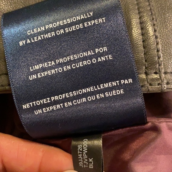 Tommy Hilfiger Leather Jacket with Knit Hood - Picture 9 of 9